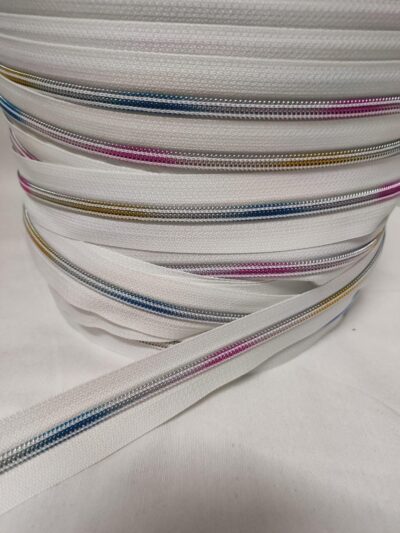 Fecho Zipper | Malha 5 | Branco + Iridescente 1099)