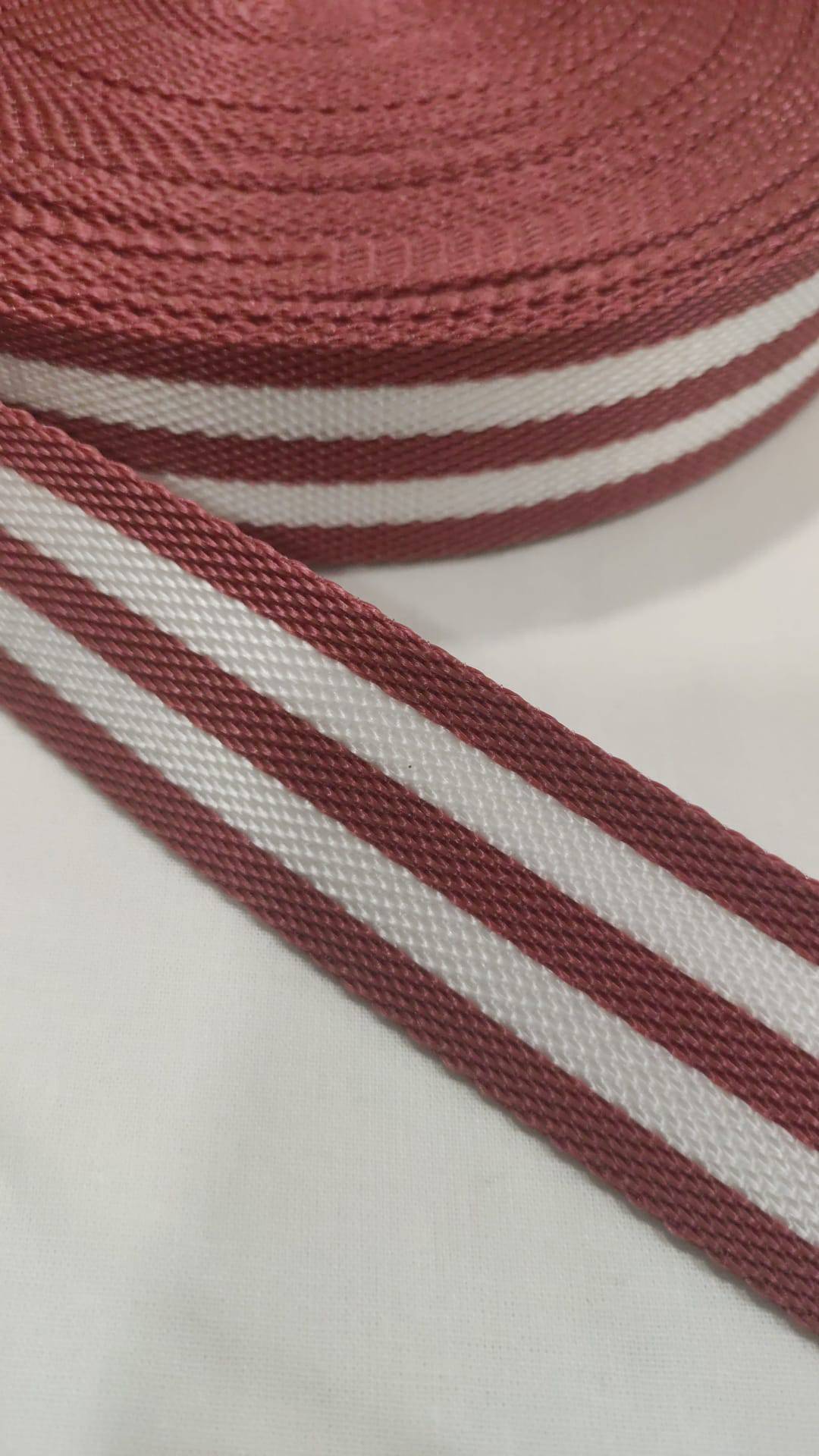 Precinta | Risca | 100% Poliéster | Rosa Velho/Branco