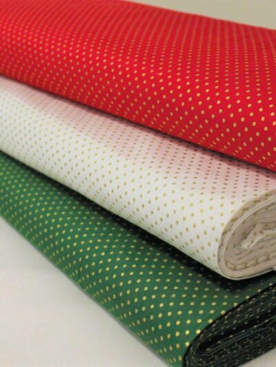 Tecidos 100% Algodão | Natal | Pintas | Dourado