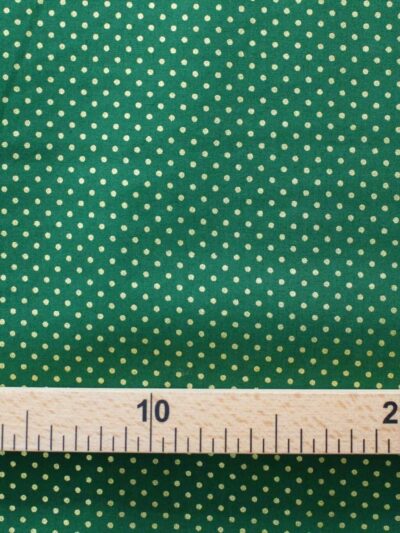 Tecidos 100% Algodão | Natal | Pintas | Dourado<span> - </span>Fundo Verde